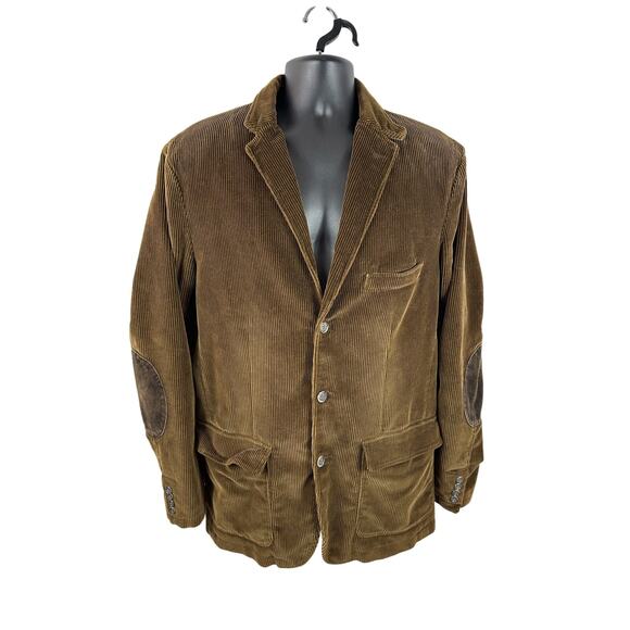 J Crew Corduroy Holmes Sportcoat Size Large Tall Brown Elbow Patches Dapper - Picture 1 of 12